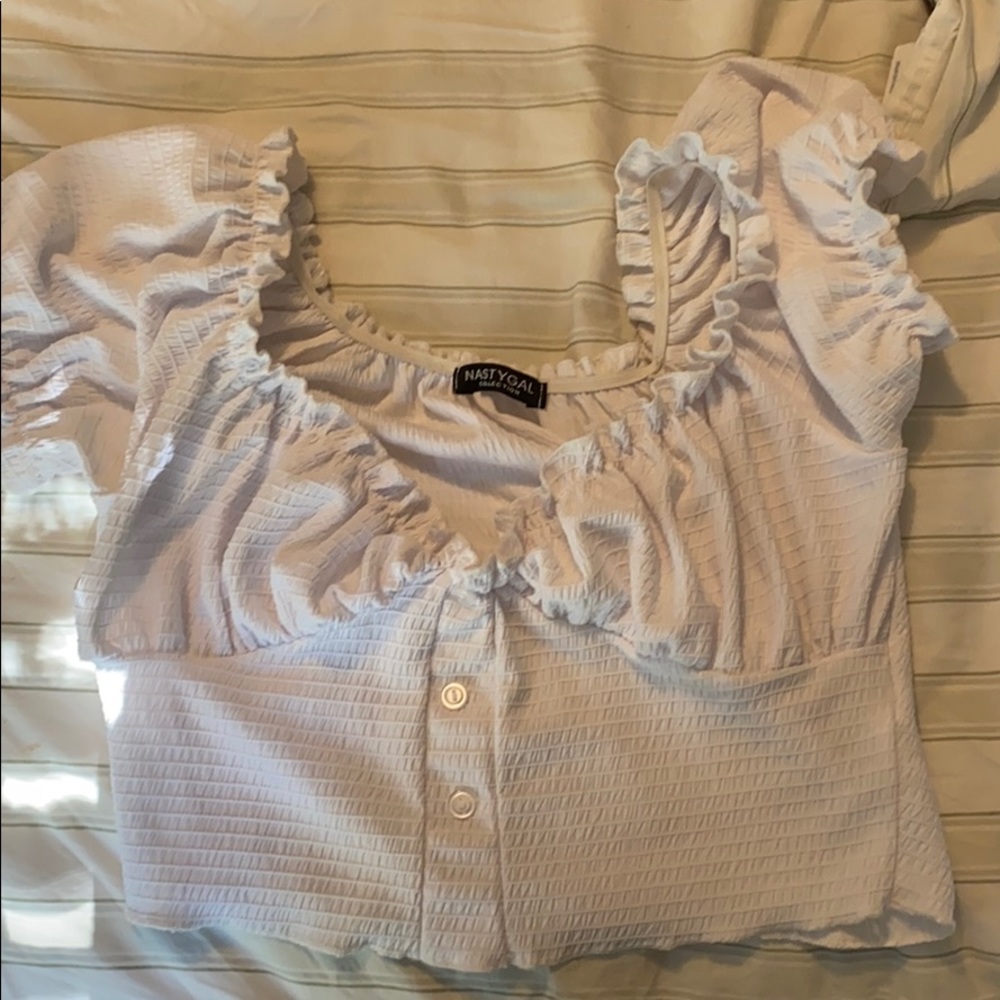Nasty gal crop with puff sleeves